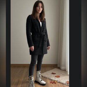 Gryphon New York black textured‎ tweed coat jacket